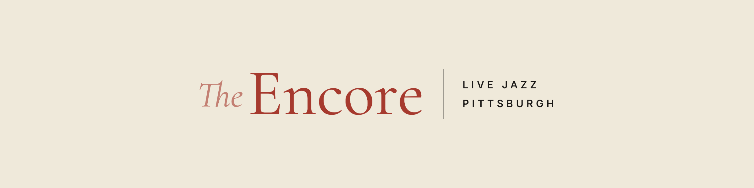 The Encore horizontal lockup on sleeve cream