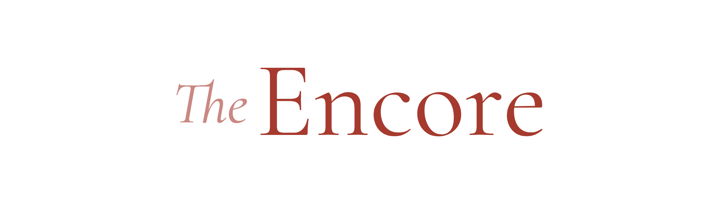 The Encore wordmark in brick red