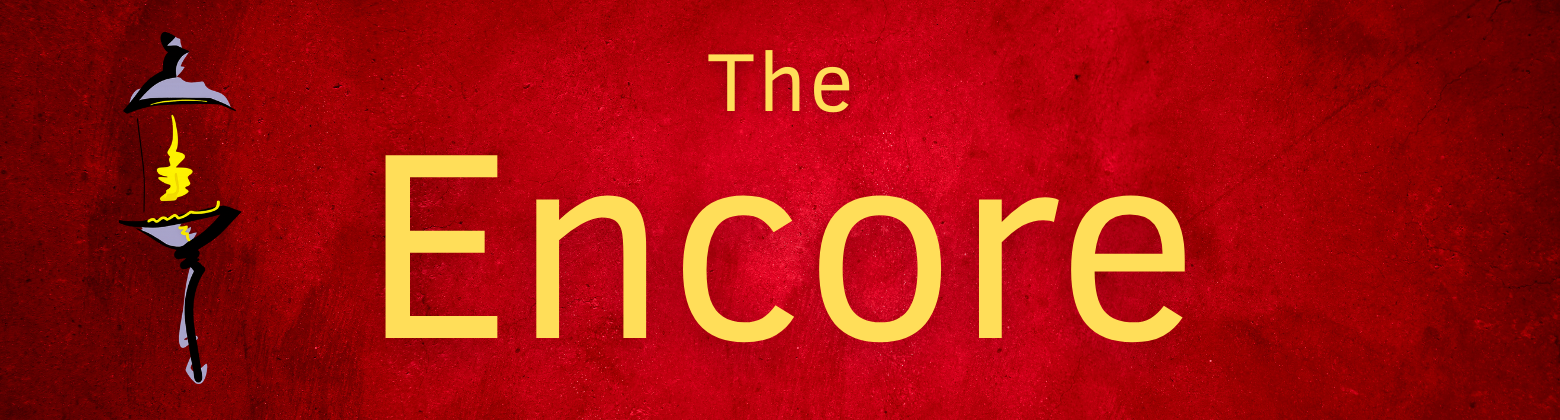 The Encore logo on crimson