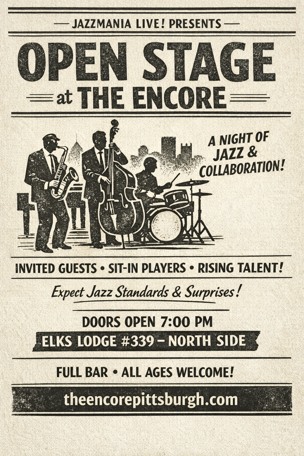 Open Stage at The Encore — Saturday, May 2, 2026 · Elks Lodge #339, Pittsburgh